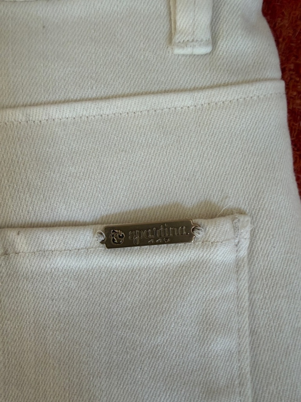 Spartina cream/ecru cropped Denim Pocket Jeans with Logo Plate - Picture 3 of 4